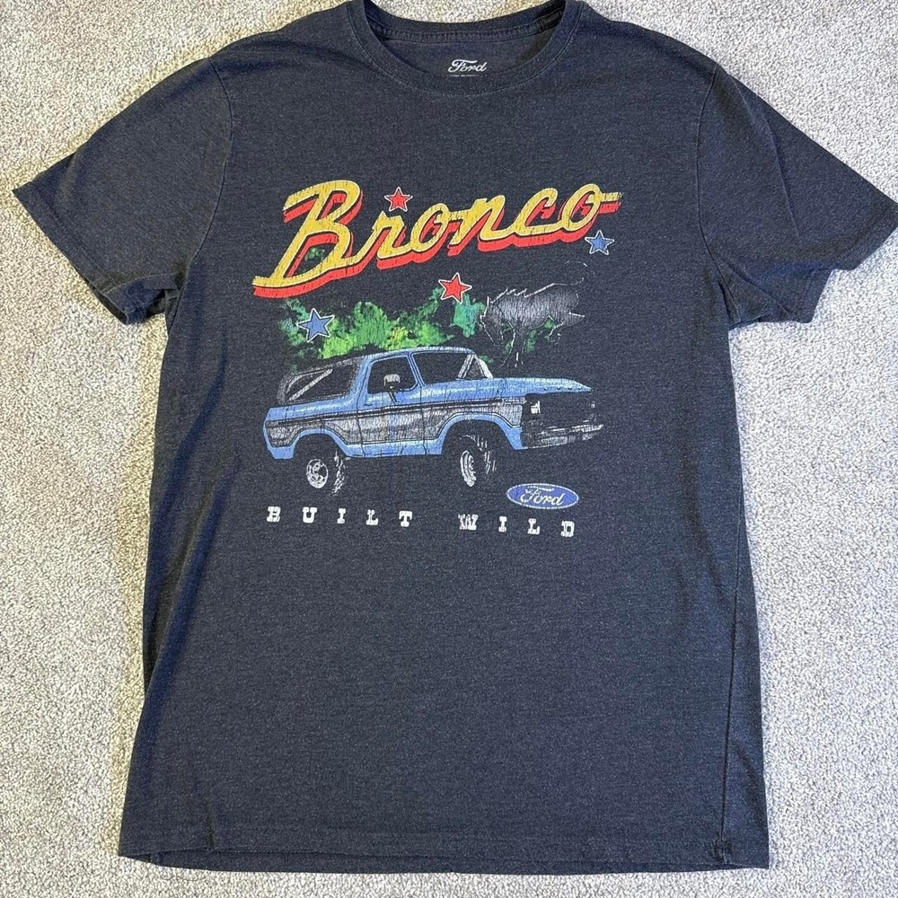 Ford Bronco Built Wild Black T-Shirt Small Off Road Graphic Tee